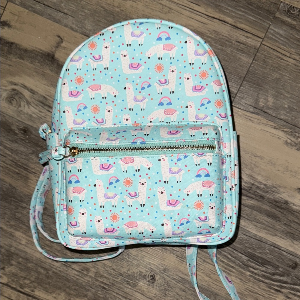 Kids Llama Print Backpack - Blue